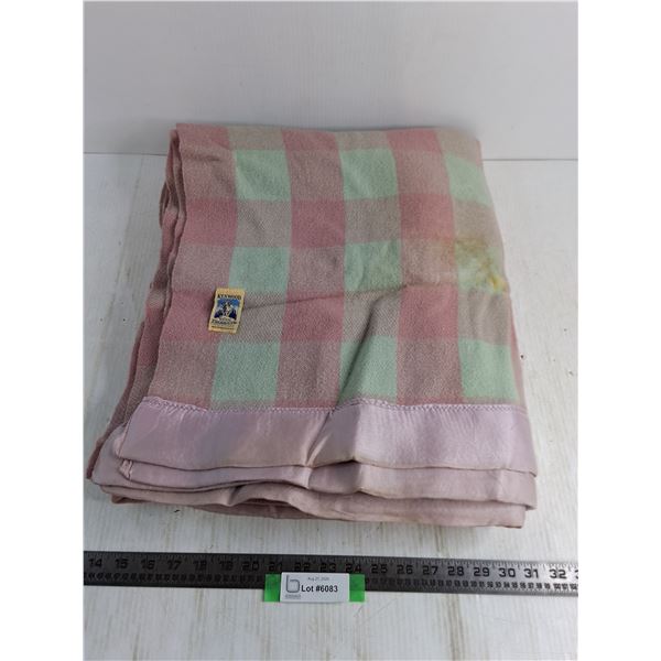 Kenwood Wool Products 64" x 64" Wool Blanket - Some Stains (Pink & Green)