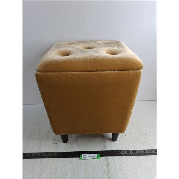 * Gold/Brown Velvet Storage Footstool - Appears Unused - 17x15x15" - Pickup Preferred
