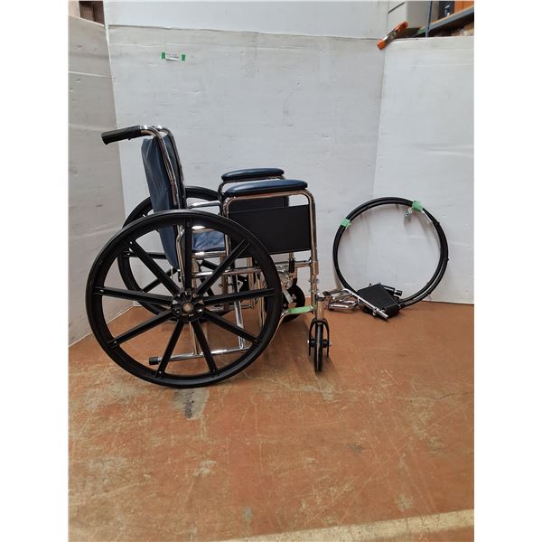 *Standard Folding Manual Wheelchair 29"x23"x32" & Wheelchair Push Rims ( as is)