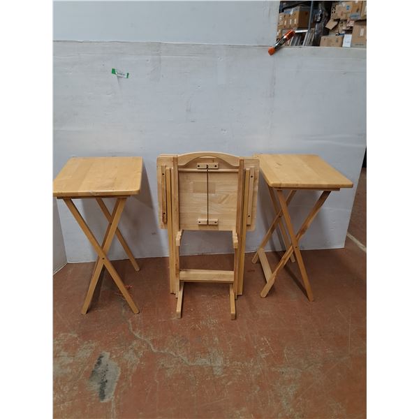 *Four Collapsible Side Tables With An Upright Storage Rack 15"x19"x27" ( as is, cannot ship)