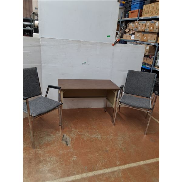 *Vintage Metal Office Desk 36"x18"x24" Side Chairs 21"x20"x33"( as is, cannot ship)