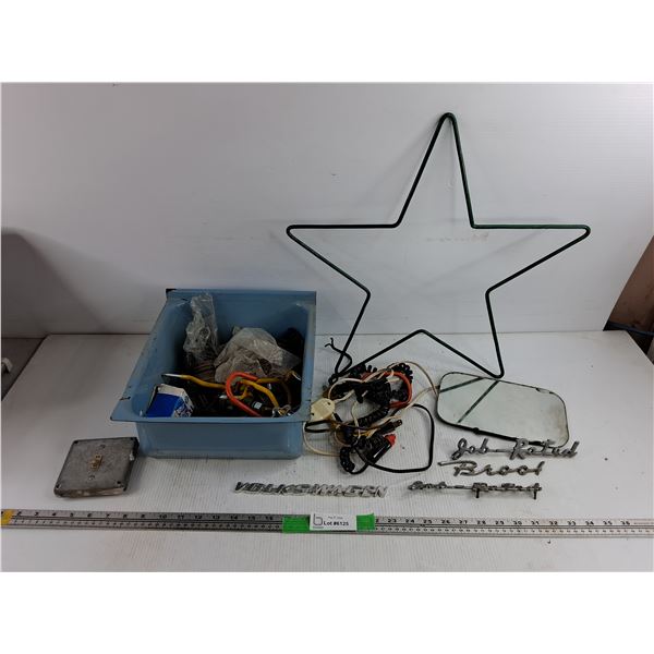 Enamel Bin, Wire Star, Car Badges, Wall Hooks, Wall Switch, Misc