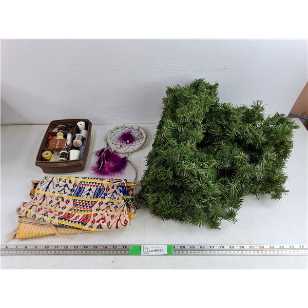 Dream Catcher, Crochet Mat, Sewing Supplies & Pine Decor