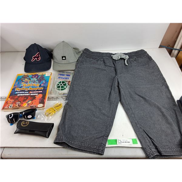 Ball Caps, Ray Ban Case, Shorts - Size L, Pokemon Strategy Guide, Twist Ties, Misc