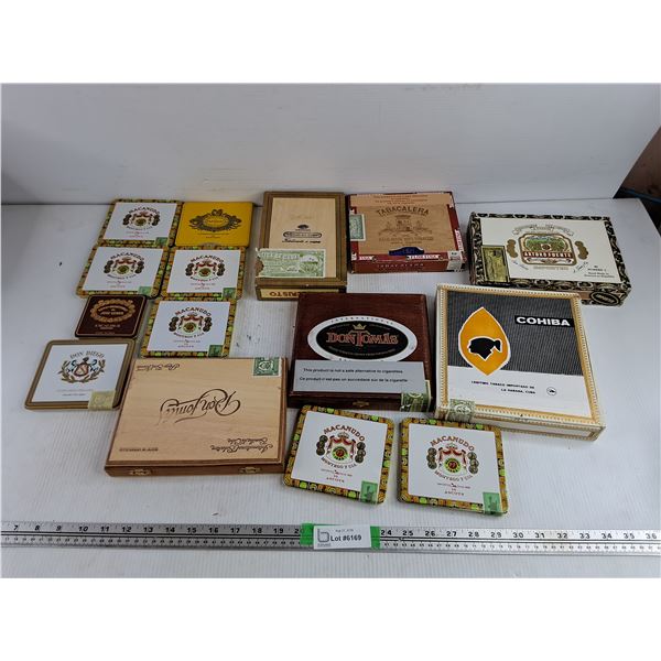 Assorted Cigar Boxes & Metal Cigarette Cases