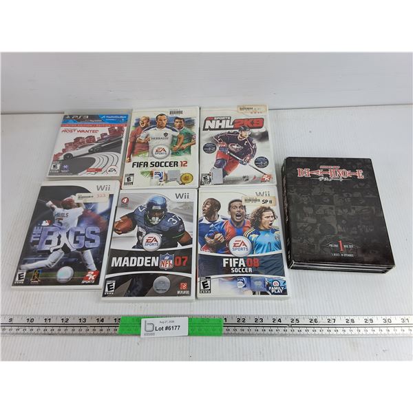 Assorted Wii & PS3 Gamesm- Need For Speed, Fifa Soccer 12, NHL 2K9, Death Note Valume 1 Box Set