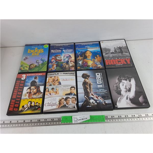 Assorted DVD Movies - A Bugs Life, Rocky, Creed II, Misc, As Is