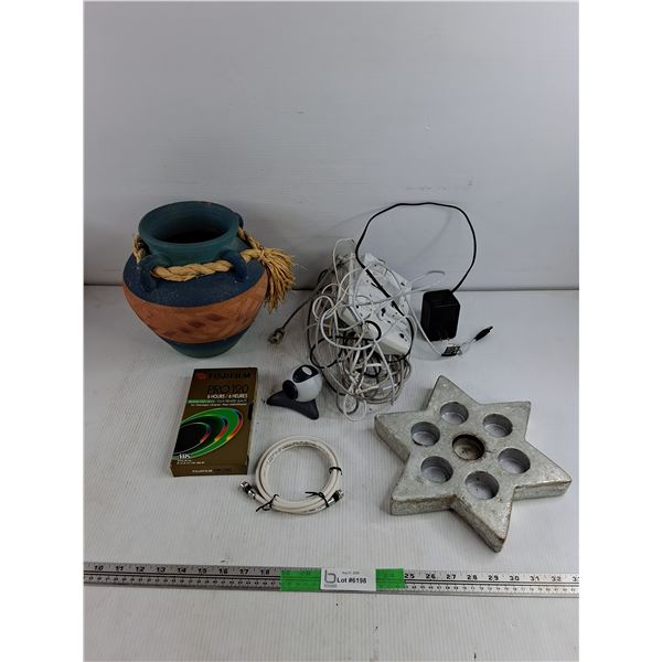 Large Ceramic Pot, Fujifilm Cassette, Tea Light Holder, Web Cam, Misc Electronics