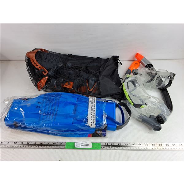 Swimming Goggles, Breathing Tubes & Fins