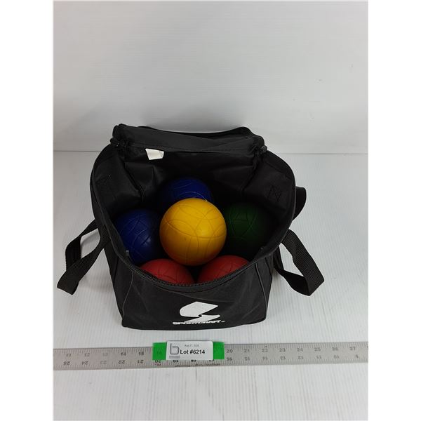 (6) Plastic Bocce Balls With Bag