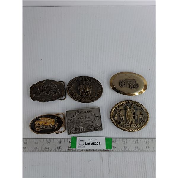 (6) Belt Buckles-National Finals Rodeo 1979 & 1982, Tractor