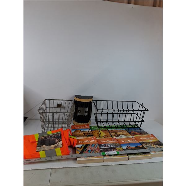 High Visibility Vest, Various Tour Books, Baskets,Misc