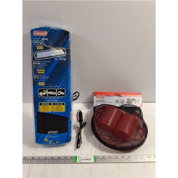 Coleman 2.5 Watt 12V Battery Maintainer,2 Person Dinner Set (new)