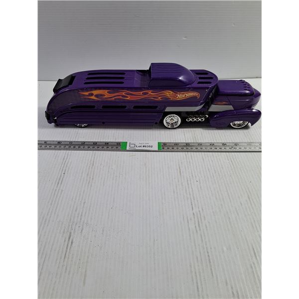 Mattel Hot Wheels 2002 Purple Big Rig Car Carrier-Plastic-19" long