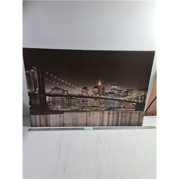 (1) Canvas wall Art Featuring New York City Brooklyn Bridge -35"x23", Pickup Only