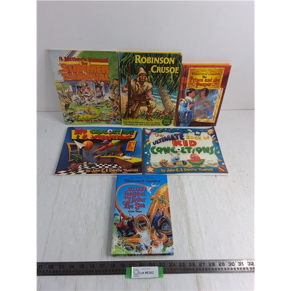 (6) Children's Books - Concoctions, Robinson Crusoe, Summer Survival