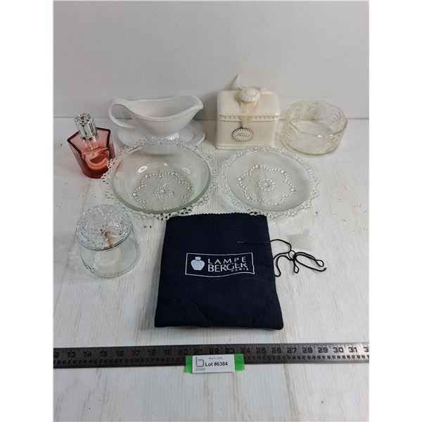 Glass Dishes, Gravy Boat, Life's Moments Keepsake Jar, Fragrance Diffuser, Honey Pot, Misc.