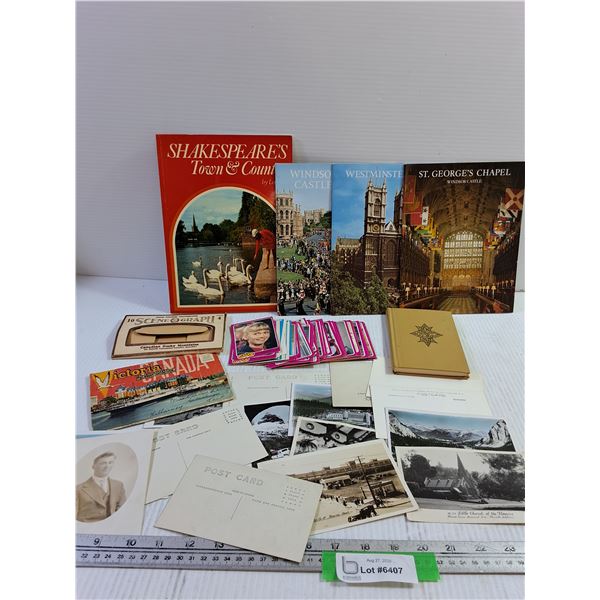 Vintage Postcards, Grease Bubble Gum Cards, Assorted Books