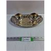 Image 1 : Silver Plated Tray & (2) Teacups