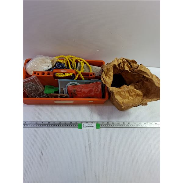 Tool Holder W/ Nails, Rope, Bungee, Mouse Trap, Misc