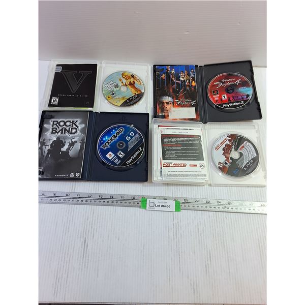 (4) PS3 & PS2 Game Discs - GTA 5, Rock Band