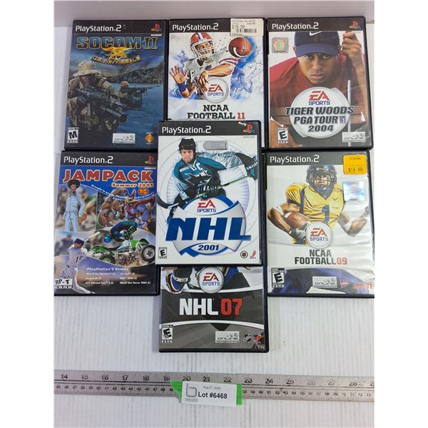 (7) PS2 Videogame Discs - NHL, PGA, Football, Soccom II