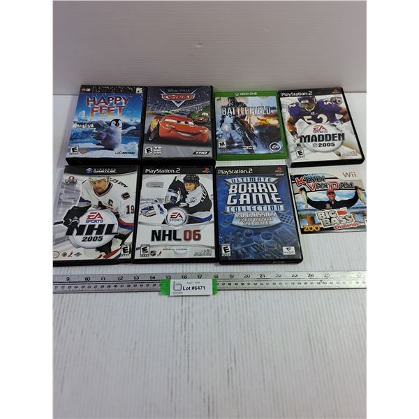 (8) Assorted Movies, Xbox One, PS2, Wii, GameCube Games