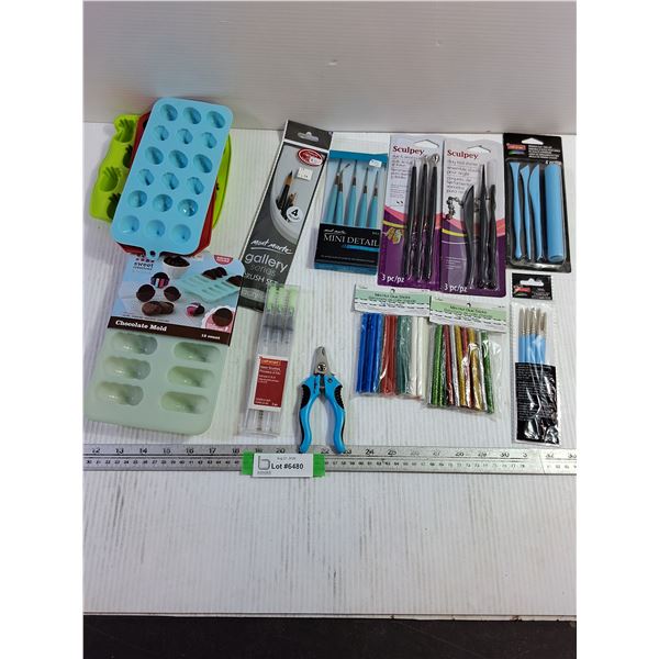 Clay Tool Sets, Mini Hot Glue Sticks, Chocolate Candy Molds, Brush Sets