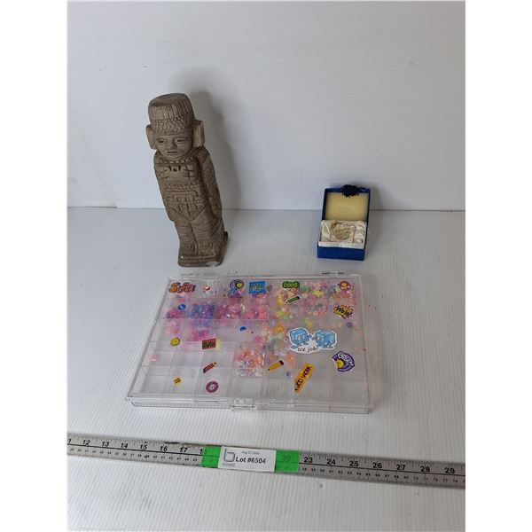 Jewelry Beads, Stone Warrior Statue 10.5" & Model Graduation Cap