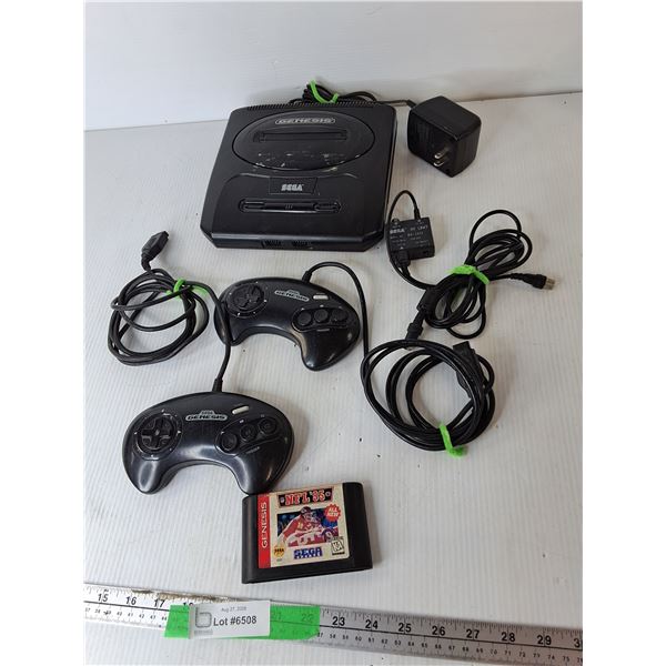 Sega Genesis Console- Powers On, (2) Controllers, NFL '95 Game & Cords