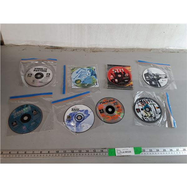 (8) Play Station Games/CD-Rom- Jeopardy, Wheel of Fortune, Championship Bass, Misc.