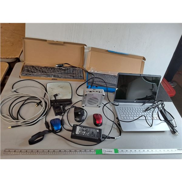 Computer Mice, Keyboards, 14" HP Laptop- Powers On- As Is, Misc.