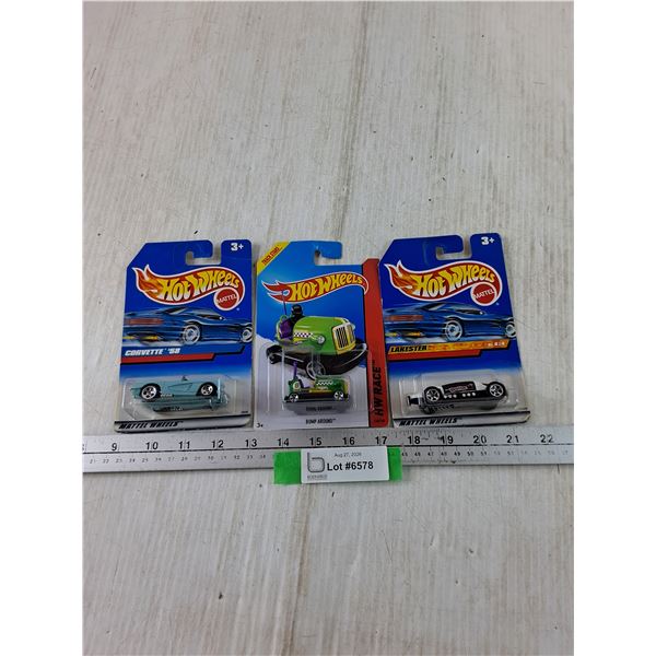 (3) Hot Wheels Cars, Lakeshore, Corvette '58, Bump Around Sealed