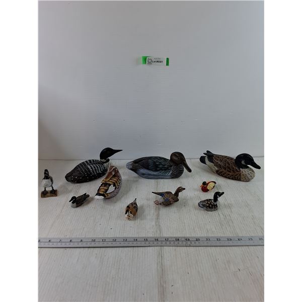 (10) Wooden Birds, (9) Ducks (1) Loon