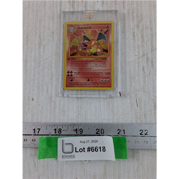 Charizard Pokémon Card with Protector Not Authenticated