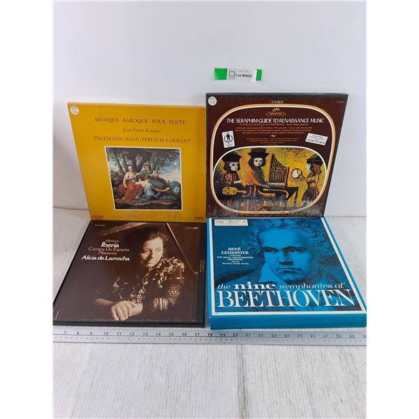 (4) Vinyl Records, Beethoven's Symphonies, Seraphim Renaissance Music, Alicia de Larrocha