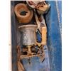 Image 11 : Mastercraft Blue Toolbox with Ruler, Canadian Pacific Manual, (2) Goggles, Oil Can, Misc