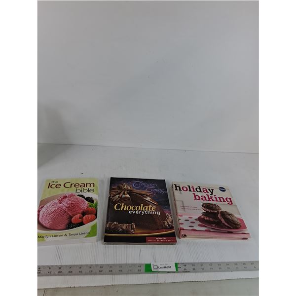 (3) Books- The Ice Cream Bible, Chocolate Everything, Holiday Baking