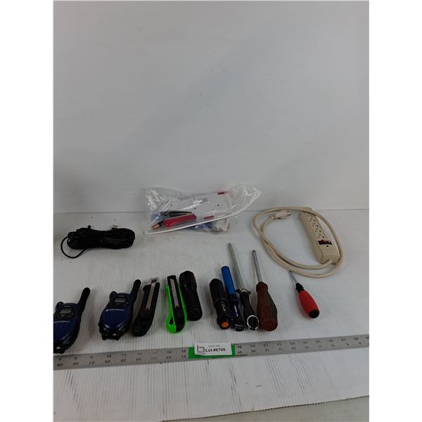 Power Bar, Walkie Talkies,Knives, Flashlights, Screwdrivers, Misc