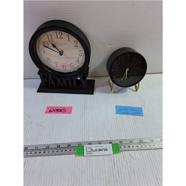 (2) Standing Clocks - (1) Works - (1) Needs New Clock Works - Biggest is 8"