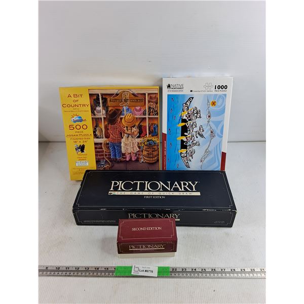 Pictionary Games & Assorted Jig Saw Puzzles