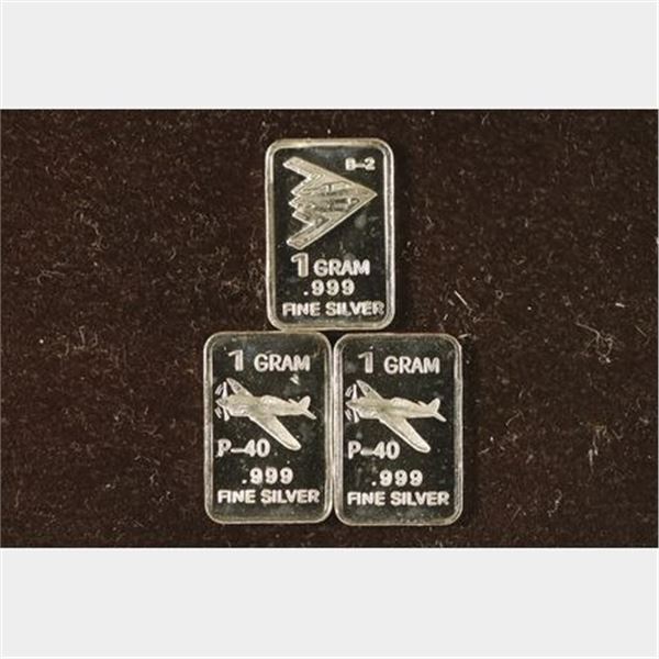 3 GRAM .999 FINE SILVER PROOF INGOTS: B-2 AND
