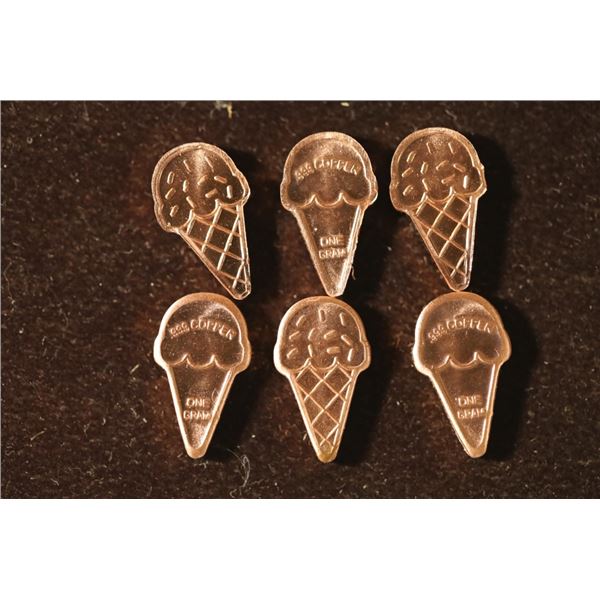 6-1 GRAM .999 COPPER ICE CREAM CONE SHAPED INGOTS