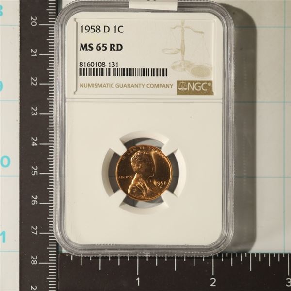 1958 D Lincoln Cent, graded NGCC] MS 65 RD
