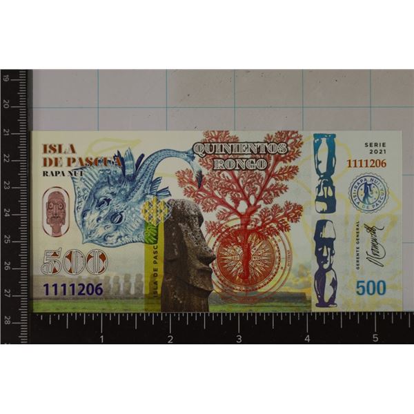 2021 ISLA DE PASCUA 500 RONGO CRISP UNC POLYMER