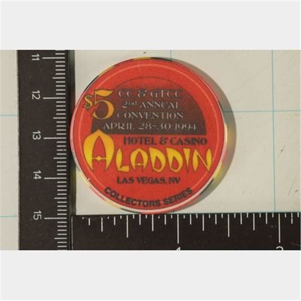 ALADDIN HOTEL CASINO $5 CHIP 4-28-94 2ND