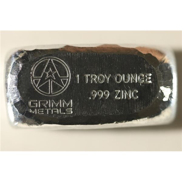 1 TROY OZ .999 ZINC HAND POURED LOAF BAR