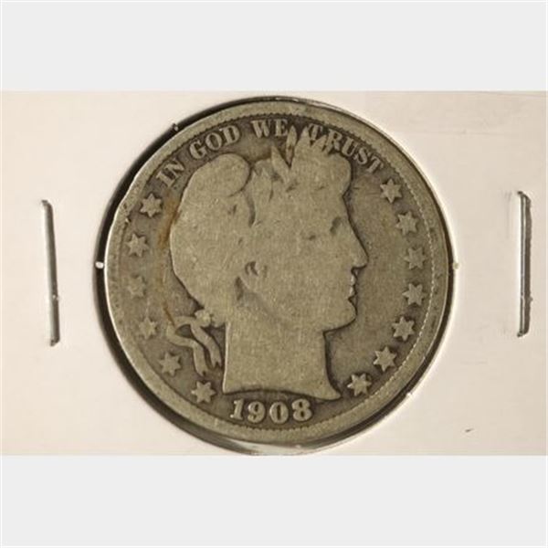 1908 SILVER BARBER HALF DOLLAR