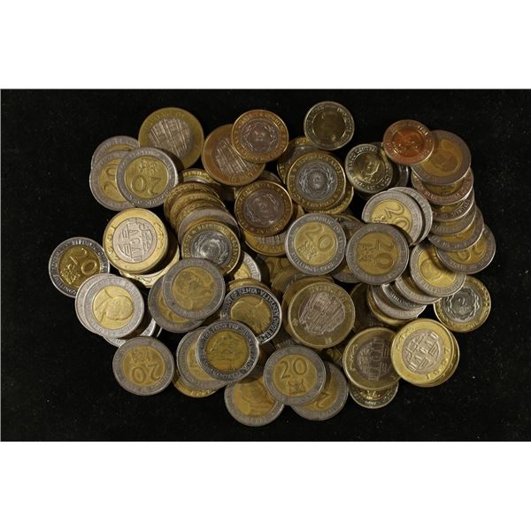 86 BI-METALLIC WORLD COINS: 16 ARGENTINA 2 PESOS