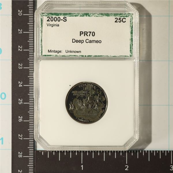 2000-S Virginia Statehood Quarter, PR70 Deep Cam.